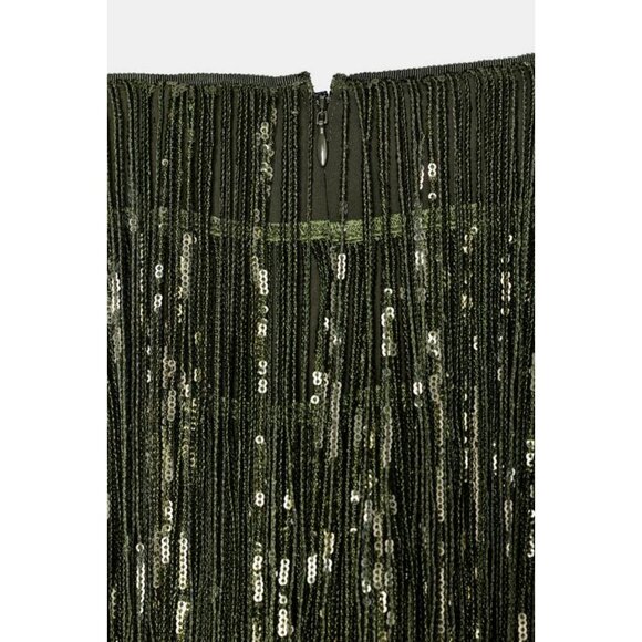 ZARA ZW COLLECTION LIMITED EDITION SEQUIN FRINGE SKIRT - Picture 8 of 8